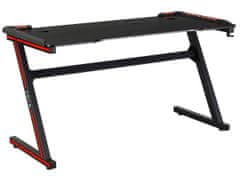 KONDELA Herný stôl Mackenzie LED 140 - čierna / červená