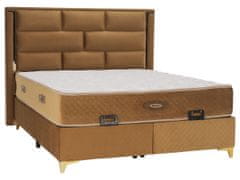 KONDELA Boxspringová manželská posteľ Goldbia 160x200 cm - svetlohnedá