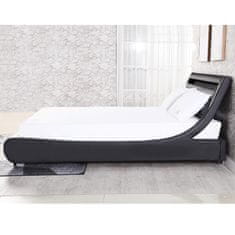 KONDELA Manželská posteľ s roštom a osvetlením Felina 160x200 cm - čierna
