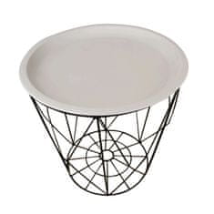 KONDELA Okrúhly príručný stolík s odnímateľnou táckou Salero New - biela / čierna