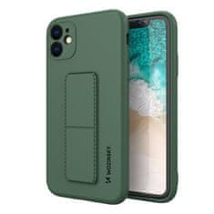 shumee Silikónové puzdro pre iPhone 12 Kickstand Case, tmavo zelené