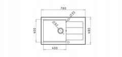 PYRAMIS Granitový kuchyňský dřez SPARTA PLUS LUX 78x48 1B 1D SNOW 070084101