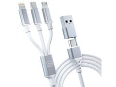 3MK 3mk Hyper Cable 3in1 White Kábel USB-A/USB-C na USB-C/Micro/Lightning 1,5 m 