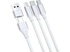 3MK 3mk Hyper Cable 3in1 White Kábel USB-A/USB-C na USB-C/Micro/Lightning 1,5 m 