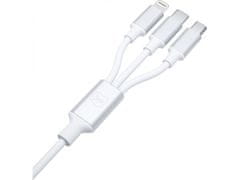 3MK 3mk Hyper Cable 3in1 White Kábel USB-A/USB-C na USB-C/Micro/Lightning 1,5 m 