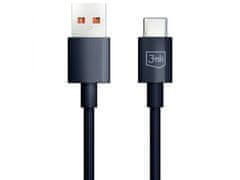 3MK 3mk Hyper Cable Black Kábel USB-A na USB-C 60W 3A 1,2m 