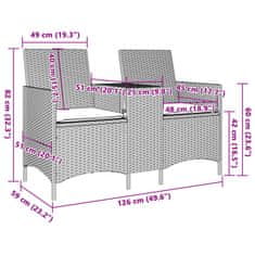 Petromila vidaXL 2-miestna záhradná pohovka so stolom vankúše béžová polyratan