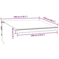 Vidaxl Automaticky zaťahovacia markíza hnedá 300x250 cm