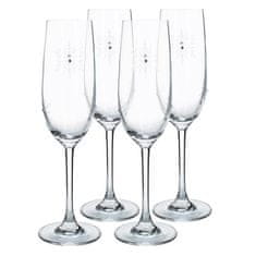 KONDELA SNOWFLAKE CHAMPAGNE poháre na šampanské set 4 ks s kryštálmi 230 ml
