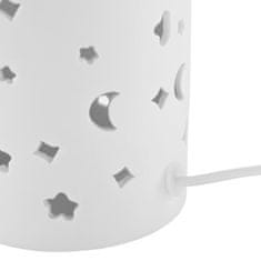 KONDELA Keramická stolná lampa biela, vzor mesiac a hviezdy DANAR