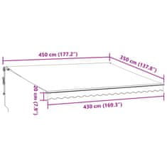 Petromila vidaXL Automaticky zaťahovacia markíza s LED vínová 450x350 cm