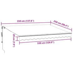 Petromila vidaXL Automaticky zaťahovacia markíza s LED burgundská 350x250 cm