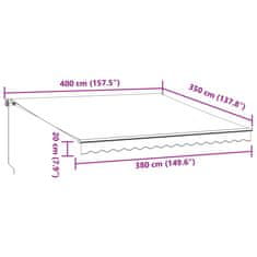 Vidaxl Ručne zaťahovacia markíza antracit a biela 400x350 cm