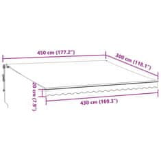 Petromila vidaXL Automaticky zaťahovacia markíza s LED burgundská 450x300 cm