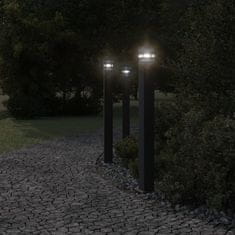 Petromila vidaXL Vonkajšie stojace lampy 3 ks čierna 110 cm hliník