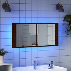 Petromila vidaXL LED kúpeľňová zrkadlová skrinka hnedý dub 100x12x45 cm
