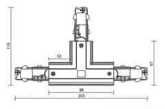 Light Impressions Deko-Light 3-fázový koľajnicový systém - D Line DALI T-spojka pravej-pravej-ľavej meniteľná 710533