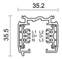 Light Impressions Deko-Light 3-fázový koľajnicový systém - D Line DALI prisadená koľajnica 1m, čierna 710501