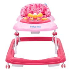 Baby Mix Detské chodítko s volantom a silikónovými kolieskami ružové