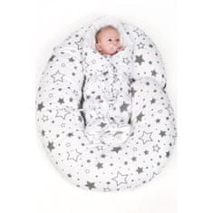 NEW BABY Obliečka na dojčiaci vankúš v tvare C Sloníky bielo-sivá