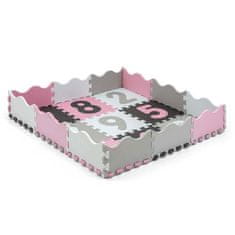 MILLY MALLY Penové puzzle podložka ohrádka Jolly 3x3 Digits Pink Grey