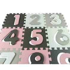 MILLY MALLY Penové puzzle podložka ohrádka Jolly 3x3 Digits Pink Grey