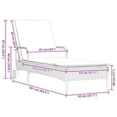 Petromila vidaXL Záhradné ležadlo s kolieskami a podložkou polyratan hnedé
