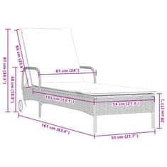 Petromila vidaXL Záhradné ležadlo s kolieskami a podložkou svetlosivé polyratan