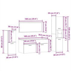 Vidaxl 4-dielna sada kúpeľňového nábytku lesklá biela kompozitné drevo