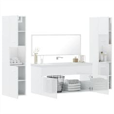 Vidaxl 4-dielna sada kúpeľňového nábytku lesklá biela kompozitné drevo