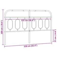 Vidaxl Kovové čelo postele, biele 150cm