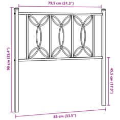 Vidaxl Kovové čelo postele biele 80 cm
