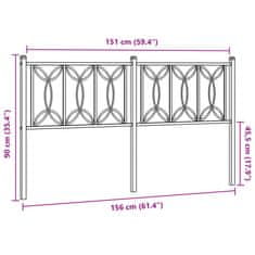 Vidaxl Kovové čelo postele, biele 150cm