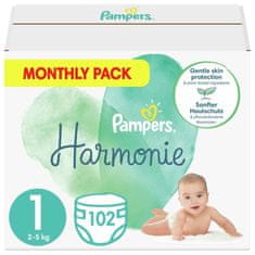 Pampers Harmónia Plienky jednorazové 1 (2-5 kg) 102 ks - MESAČNÁ ZÁSOBA