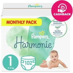 Pampers Harmónia Plienky jednorazové 1 (2-5 kg) 102 ks - MESAČNÁ ZÁSOBA