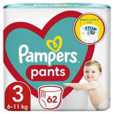 Pampers Pants Nohavičky plienkové jednorazové 3 (6-11 kg) 62 ks - JUMBO PACK