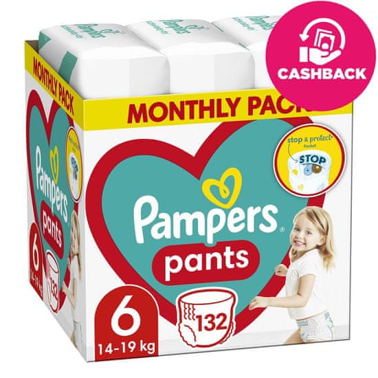 Pampers Activ Baby-Dry Pants Nohavičky plienkové jednorazové 6 (15+ kg) 132 ks - MESAČNÁ ZÁSOBA