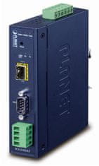 Planet Planét priemyselný konvertor RS-232/422/485 na IP, 1x COM, 1x 100Base-FX/SFP, 9-48VDC, -40~+75°C, IP30, SNMP+Telnet