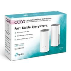 TP-LINK Deco E4 (2-Pack) AC1200 Whole-Home Mesh Wi-Fi System, Qualcomm CPU, 867Mbps at 5GHz+300Mbps at 2.4GHz, 2 10/100Mb