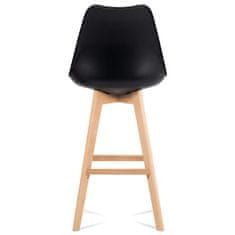 Autronic Barová stolička Barová židle, černý plast+ekokůže, nohy masiv buk (CTB-801 BK)