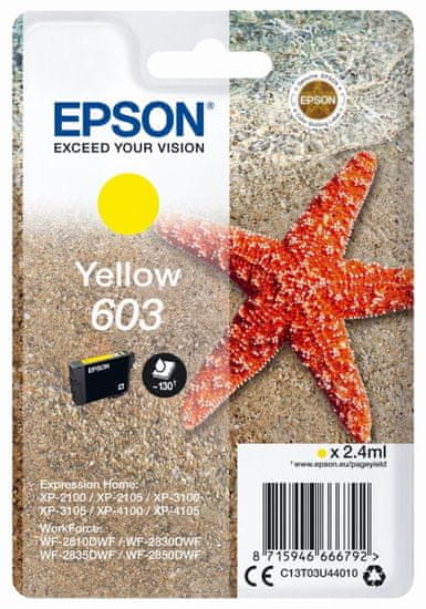 Epson atramentová náplň/ C13T03U44010/ 603/ Expression Home XP-x100/ WF-28x0DWF/ Žltá