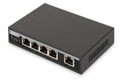 Digitus Fast Ethernet PoE Switch 4-portový PoE + 1-portový uplink, 62W PoE Budget