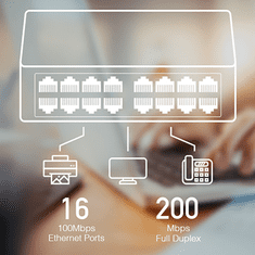 Cudy switch 16portový 10/100 Mbps (FS1016D)