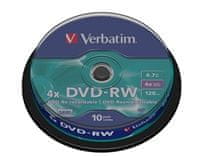 VERBATIM DVD-RW SERL 4,7 GB, 4x, spindle 10 ks