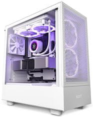 NZXT skriňa H5 Flow edition / 2x120 mm fan / USB 3.0 / USB-C 3.1 / priehľadná bočnica / mesh panel / biela