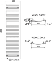 Mexen Helios, vykurovacie teleso 1800 x 500 mm, 850 W, čierna, W103-1800-500-00-70