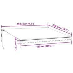 Vidaxl Automaticky zaťahovacia markíza hnedá 450x300 cm