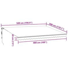 Petromila vidaXL Automaticky zaťahovacia markíza s LED burgundská 500x300 cm