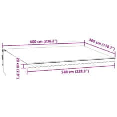 Petromila vidaXL Automaticky zaťahovacia markíza s LED burgundská 600x300 cm