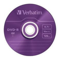 VERBATIM DVD-R 4,7 GB (120 min) 16x farebný slim box, 5ks/pack